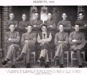 Asimus (back row, third from right), Grammar School prefects, 1938