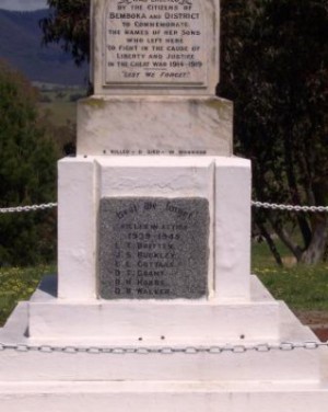 Bemboka War Memorial plaque