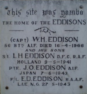 Eddison Memorial at the site of Yamba, Woden (2014)