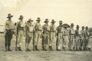 Officers of 3 Battalion c1938. Johnstone is fifth from the left. AWM image P01384.001.