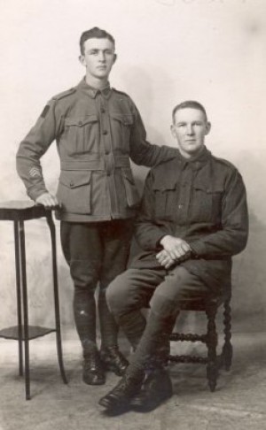 Frank Kaye (standing) with his brother-in-law Robert Shannon (seated). Image courtesy of Gordon Shannon.