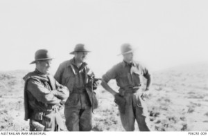 Major J.W. Norrie at left, Korea c1952. AWM image P06251.009.