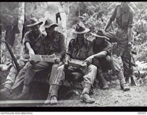 Bill Nordsvan (left), New Guinea April 1945. AWM image 090565.