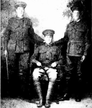 Bill Stalker (standing right) with his brothers Ray (at left) and Cecil (sitting). Sydney Mail, 20 June 1917.