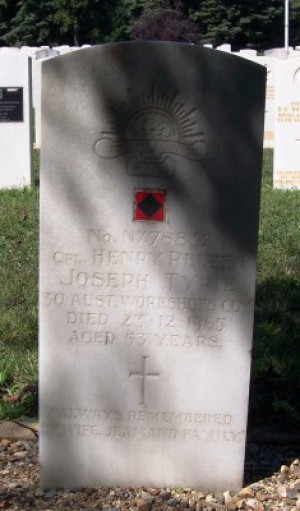 Grave of Henry Tyrie at Woden Cemetery.