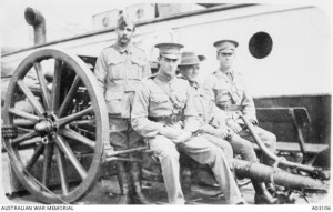 Walter Urquhart (seated, second from left), 1914. AWM image A03106.