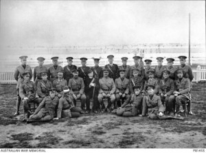 Eric Wilton (seated at right) in 1915. AWM image PB1455.
