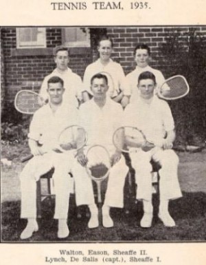 Paul Walton, back row at left, Canberra Grammar School tennis team, 1935.