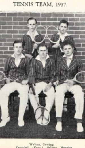 Paul Walton, back row at left, Canberra Grammar School tennis team, 1937