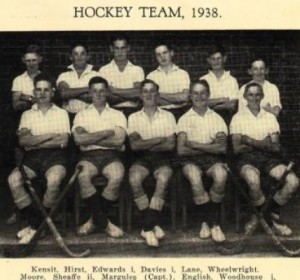 Wheelwright (back row at right), Grammar hockey team, 1938