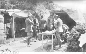 Albert Wicks (third from left with sleeves rolled up), Gallipoli, 3 May 1915. AWM image G00933.