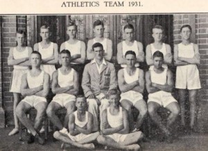 Jack Wildash, back row at left, Canberra Grammar athletics team, 1931.
